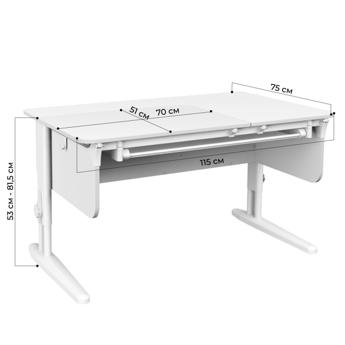 Характеристики Раздельная парта Дэми СУТ.62 с выдвижным пеналом и тумбой