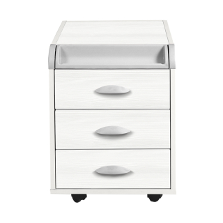 Тумба Дэми ТУВ.06 подкатная на 3 ящика с органайзером рамух/белый