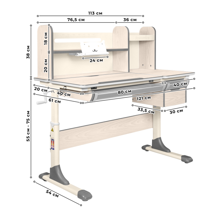 Характеристики Растущая парта Anatomica Genius Характеристики Растущая парта Anatomica Genius